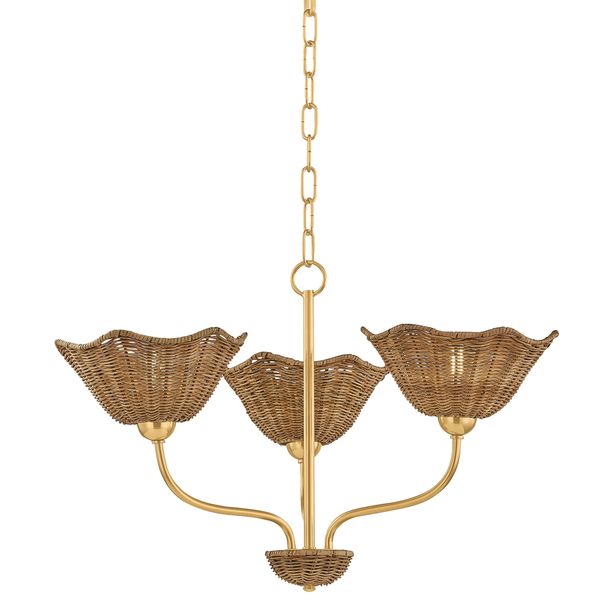 Kehlani 5 Light Chandelier, Aged Brass