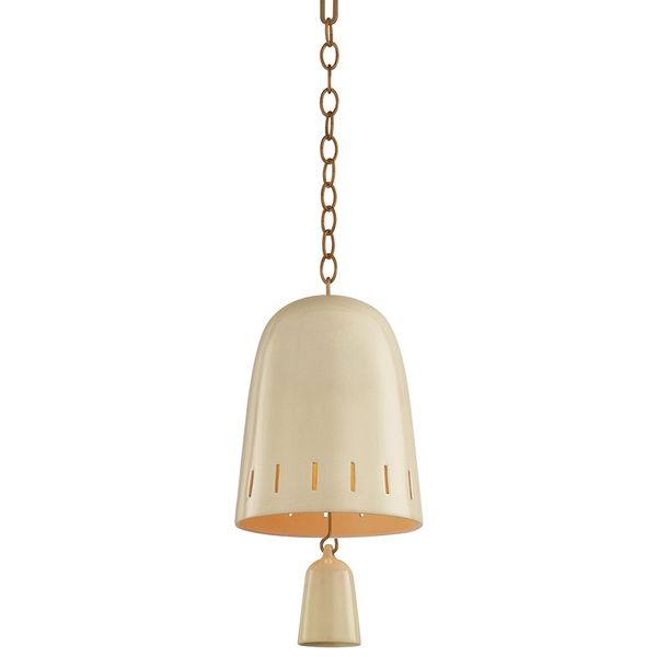 Omi 3 Light Chandelier, Patina Brass/Ceramic Elfenbein Crackle
